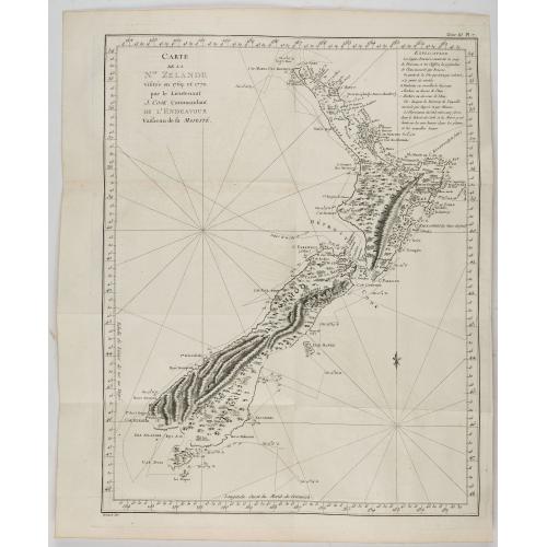 Carte de la Nouvelle-Zelande visitée en 1769 et 1770 par le Lieutenant J. Cook.