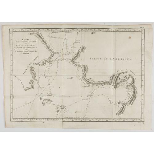 Old map image download for Carte de l'Entrée de Norton, et du Detroit de Bhering ou Von vou le Cap le plus oriental de l'Asie, et la Pointe la plus occidentale de l'Amerique.