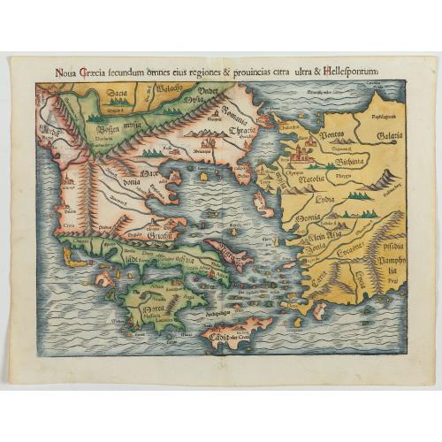 Old map image download for Nova Graecia secundum omnes eius regiones & provincias citra ultra & Hellespontum.