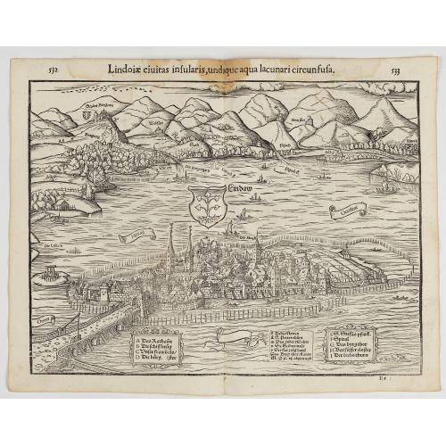 Old map image download for Lindoiae civitas insularis, undique aqua lacunari circunsusa.…