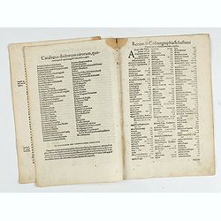 [Lot of 10 leaves] Catalogus doctorum…in Cosmographia Sebastiani…/ Index Cosmographicus.