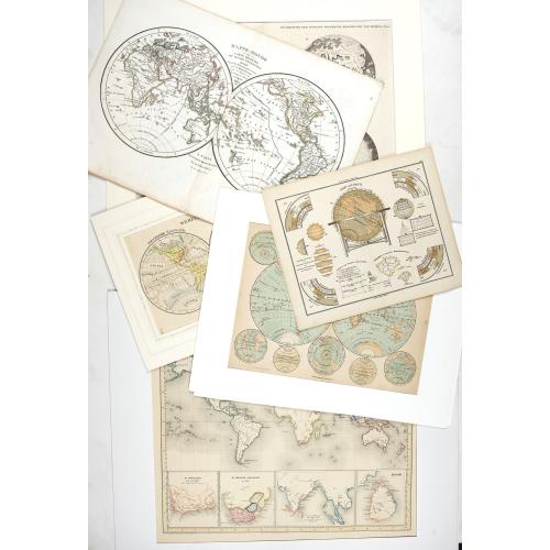 Old map image download for [Lot of 6 world maps from the 18th to 19th century] De overzeesche bezittingenvan het Koningrijk in 1839.