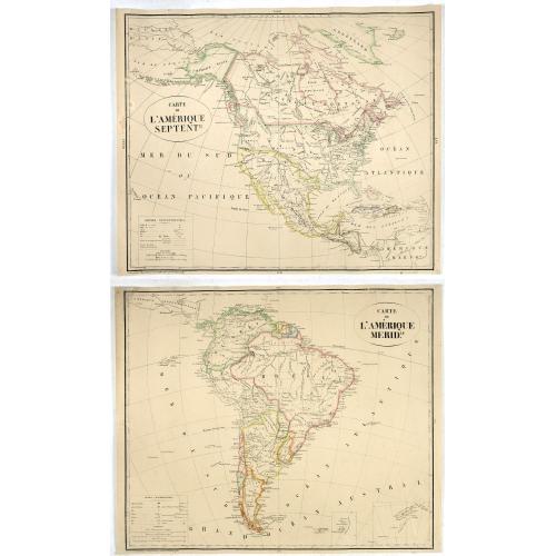 Old map image download for [2 maps] Carte de L'Amerique Septent. [together with] Carte de L'Amerique Merid.le.