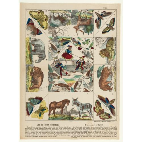Old map image download for [Game of the goose] Jeu du Jardin Zoologique / Thiergarten Spiel.