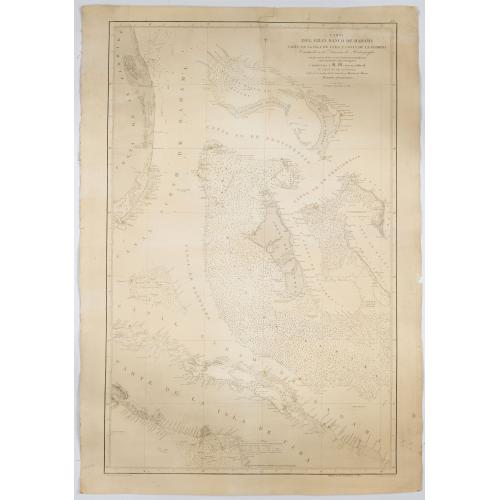 Old map image download for Carta del Gran Banco de Bahama parte de la Isla de Cuba y Costa de la Florida.