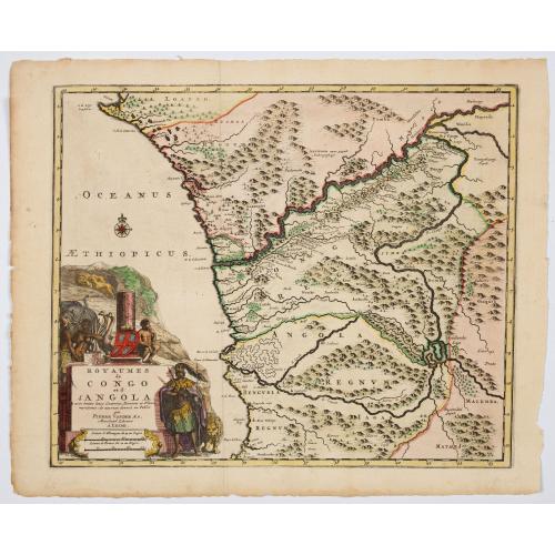 Rare, antique map of Royaumes de Congo et d'Angola. . .
