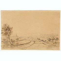 [Set of 5 European pencil sketches.]