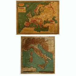 [Lot of 2 maps] Europa in Rilievo / Italia in Rilievo.