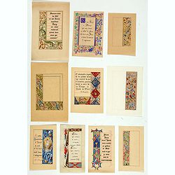 Ten Illuminated neo-gothic cards on vellum paper for a Book of Hours.