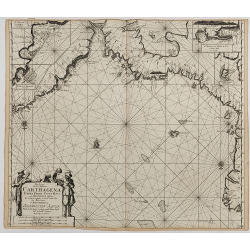 Old map image download for Pas-kaart van de Zee Kusten van Carthagena Tierra Firma, Costa Rica, ende Honduras…