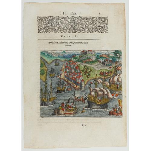 Old map image download for [Hans Staden Arrives in Lisbon] De Ijs quae acciderunt circa primam navigationem