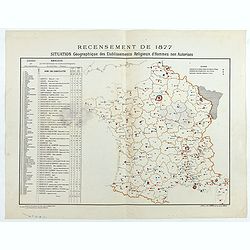 Recensement de 1877. Situation Géographique des Etablissements Religieux d'Hommes non Autorisés.