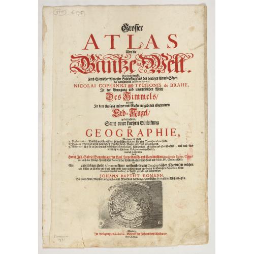 [Title page for ] Grosser Atlas with inset of North Pole projection map.