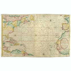 Nieuwe Wassende Graade Zee Kaart over de Spaanse Zee Vant Kanaal tot 't Eyland Cuba In Westindia.