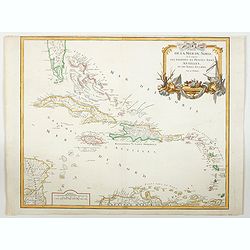 Partie de la Mer du Nord, ou se trouvent les Grandes et Petites Isles Antilles, et les Isles Lucayes.