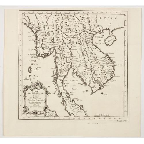 Old map image download for Carte des Royaumes de Siam, de Tunquin, Pegu, Ava, Aracan, &c.