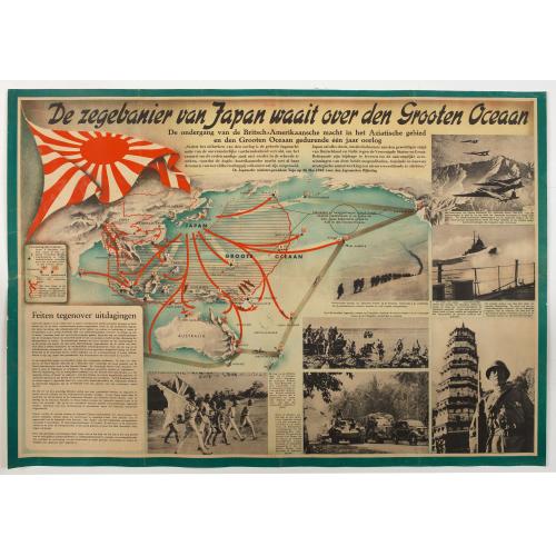 Old map image download for De Zegebanier van Japan waait over den Grooten Oceaan. . .