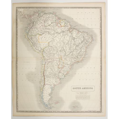 Old map image download for South America.
