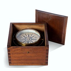 Early 19th century magnetic dry card compass with wooden bowl,