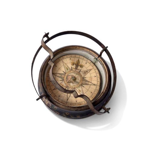 Old map image download for Inverted nautical Compass, called "mouchard" (~ "spy")