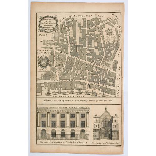 Old map image download for Tower Street Ward with their Divisions into Parishes according to a New Survey.