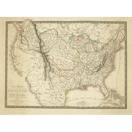 Rare, antique map of  Carte Generale des Etats-Unis De L'Amerique Septentionale . . .