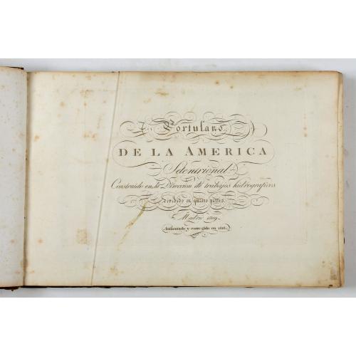 Rare, antique map of Portulano de la Ameririca Setentrional construido en la direccion de tabajos.