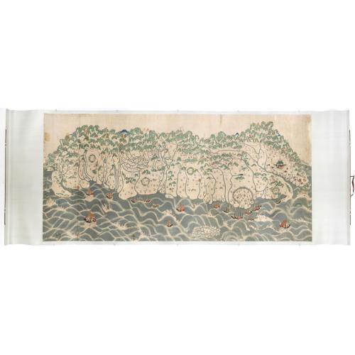 Old map image download for A rare and impressive pictorial Qing Empire map of the western part of Taiwan.