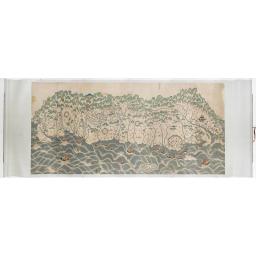 A rare and impressive pictorial Qing Empire map of the western part of Taiwan.