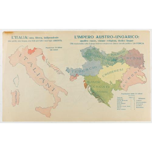 Rare, antique map of  L'Impero della preda ossia la Piovra d'Absburgo.