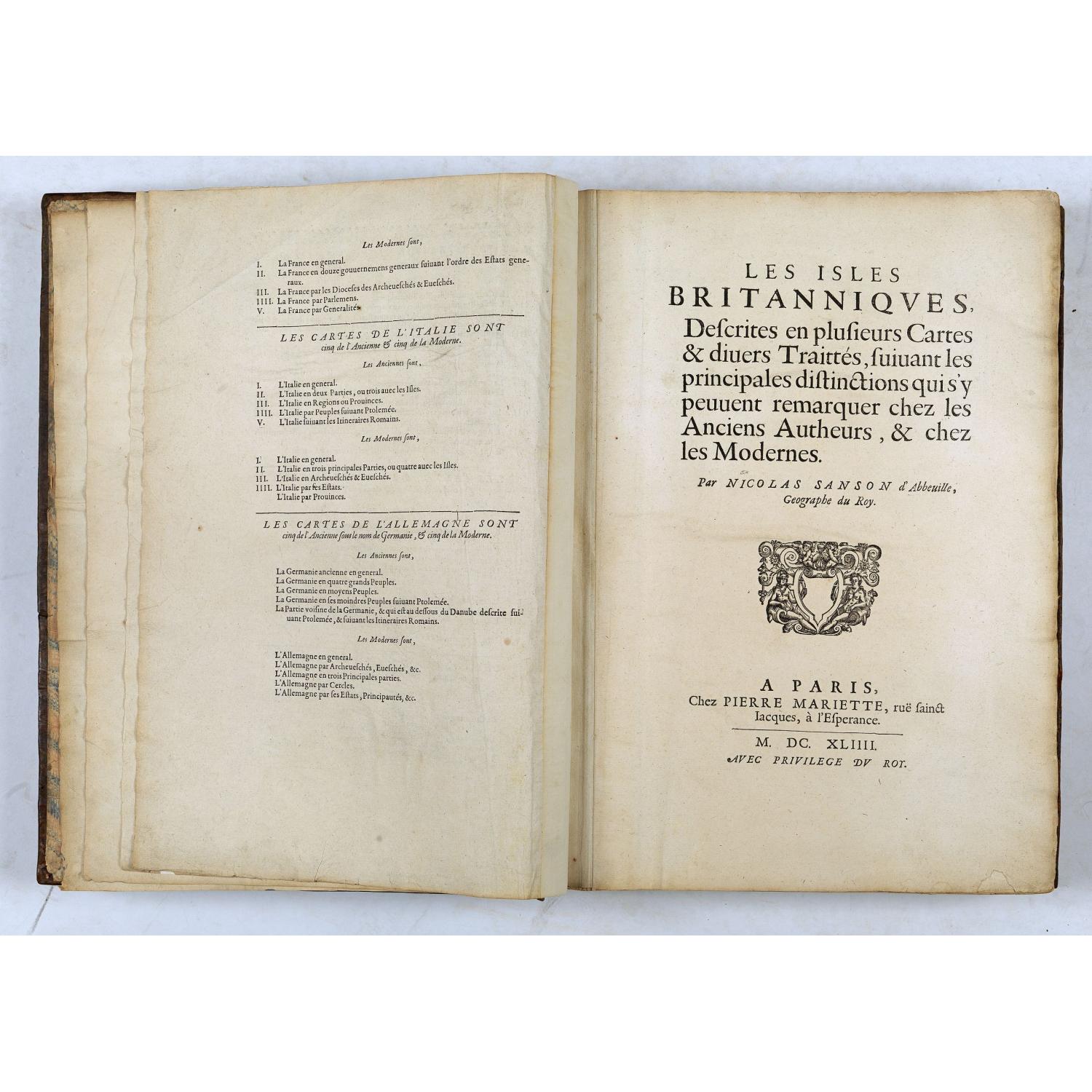 Les Isles Britanniques, l'Espagne, la France, l'Italie, & l'Allemagne, Descrites en plusieurs cartes & divers Traictés… ("Les cinq royaumes").