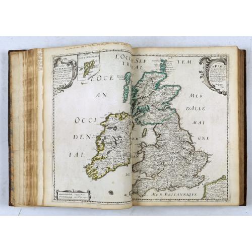 Old map image download for Les Isles Britanniques, l'Espagne, la France, l'Italie, & l'Allemagne, Descrites en plusieurs cartes & divers Traictés… ("Les cinq royaumes").