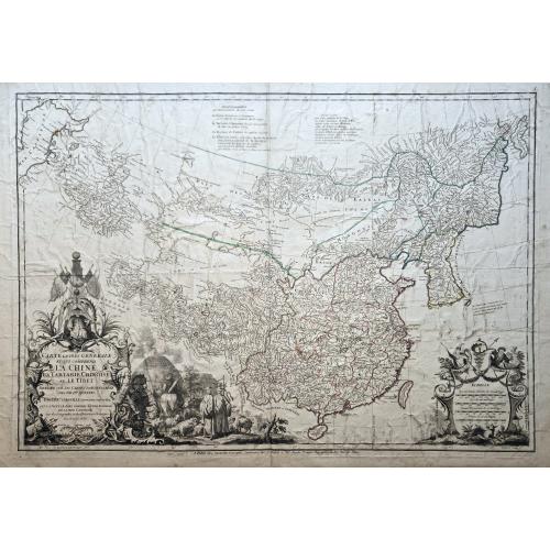 Rare, antique map of  Carte la plus generale et qui comprend la Chine, la Tartarie chinoise et le Thibet. . .