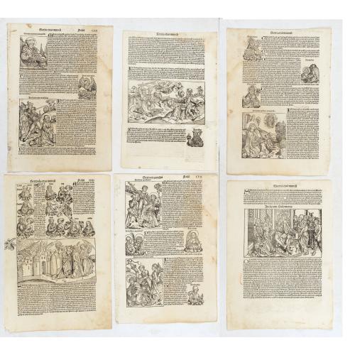 Download a free HR-image of  [Lot of 6 pages from Nuremberg Chronicle]