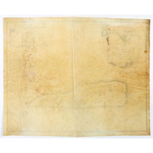 Rare, antique map of  Descripcion de la Isla de Curaçao; Sacada de los Papeles que vinieron a el R.L Consejo de las Indias d. Fran.co  Núñez Melián Gouvernador de Venezuela fechos en Caracas en 4° de Diciembre, de 1634 Anos