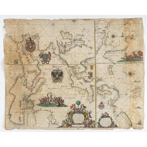 Old map image download for Wassende graade paskaart vertonende alle de Zeekusten van Europa, de geheele middelandsche Zee…
