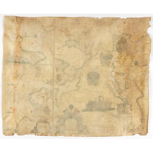 Rare, antique map of  Wassende graade paskaart vertonende alle de Zeekusten van Europa, de geheele middelandsche Zee…