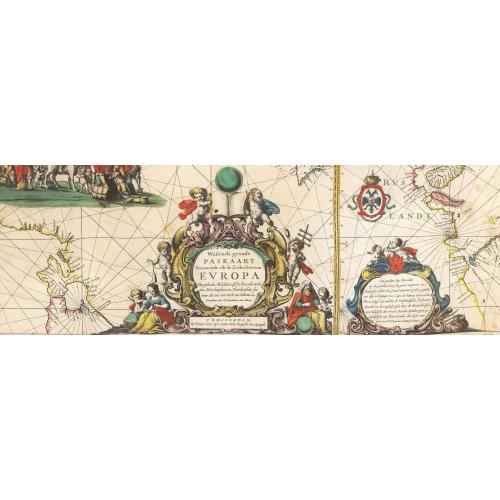 Rare, antique map of  Wassende graade paskaart vertonende alle de Zeekusten van Europa, de geheele middelandsche Zee…