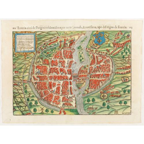 Old map image download for Lutezia citta de Parigini celebratissima per tuto. . .