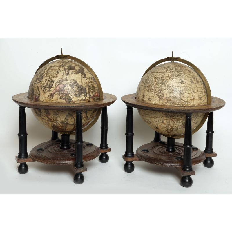 AN EXCEPTIONAL AND VERY RARE PAIR OF CELESTIAL AND TERRESTIAL GLOBES