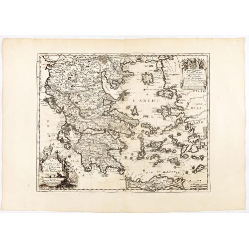 Rare, antique map of  La Grèce, tirée des Mémoires de Monsieur l'Abbé Baudrand.