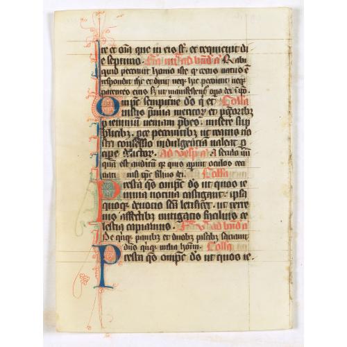 Old map image download for Manuscript leaf from a very early [around 1300] Breviary.
