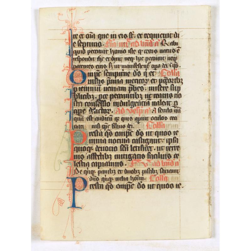 Manuscript leaf from a very early [around 1300] Breviary.
