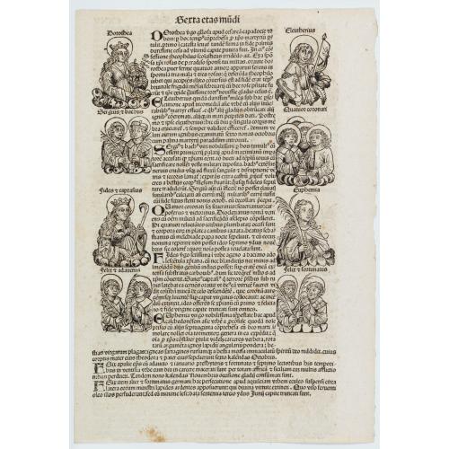 Rare, antique map of Sexta Etas Mundi. Folium. CXXV