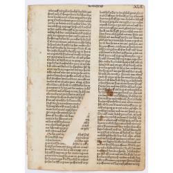 Page from a printed bible with wood block print of St. Anthony the Abbot defeated the devil.