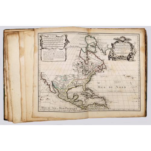 Rare, antique map of A very rare atlas by Guillaume De L'Isle, Paris, 1700, with his first address "Rue des Canettes".