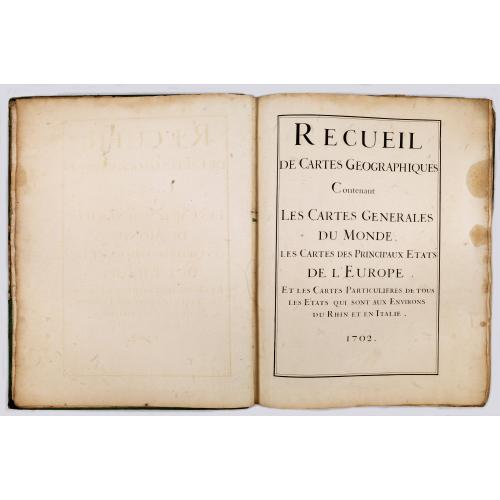 Rare, antique map of A very rare atlas by Guillaume De L'Isle, Paris, 1700, with his first address "Rue des Canettes".