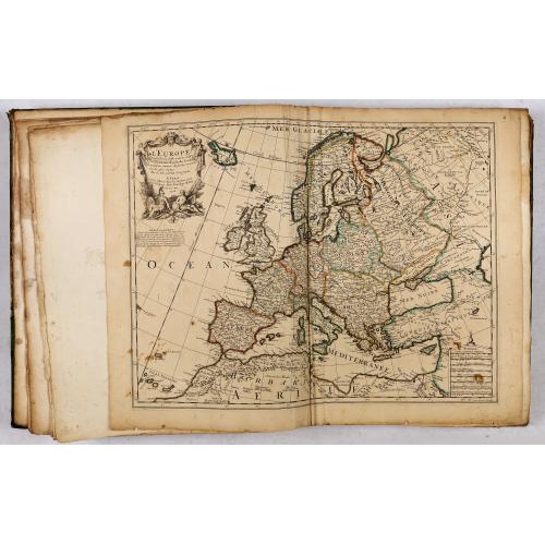 Rare, antique map of A very rare atlas by Guillaume De L'Isle, Paris, 1700, with his first address "Rue des Canettes".