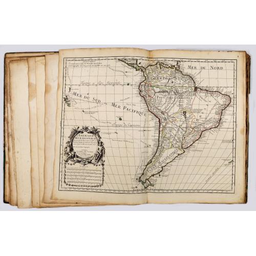 Rare, antique map of A very rare atlas by Guillaume De L'Isle, Paris, 1700, with his first address "Rue des Canettes".