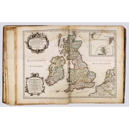 Rare, antique map of A very rare atlas by Guillaume De L'Isle, Paris, 1700, with his first address "Rue des Canettes".